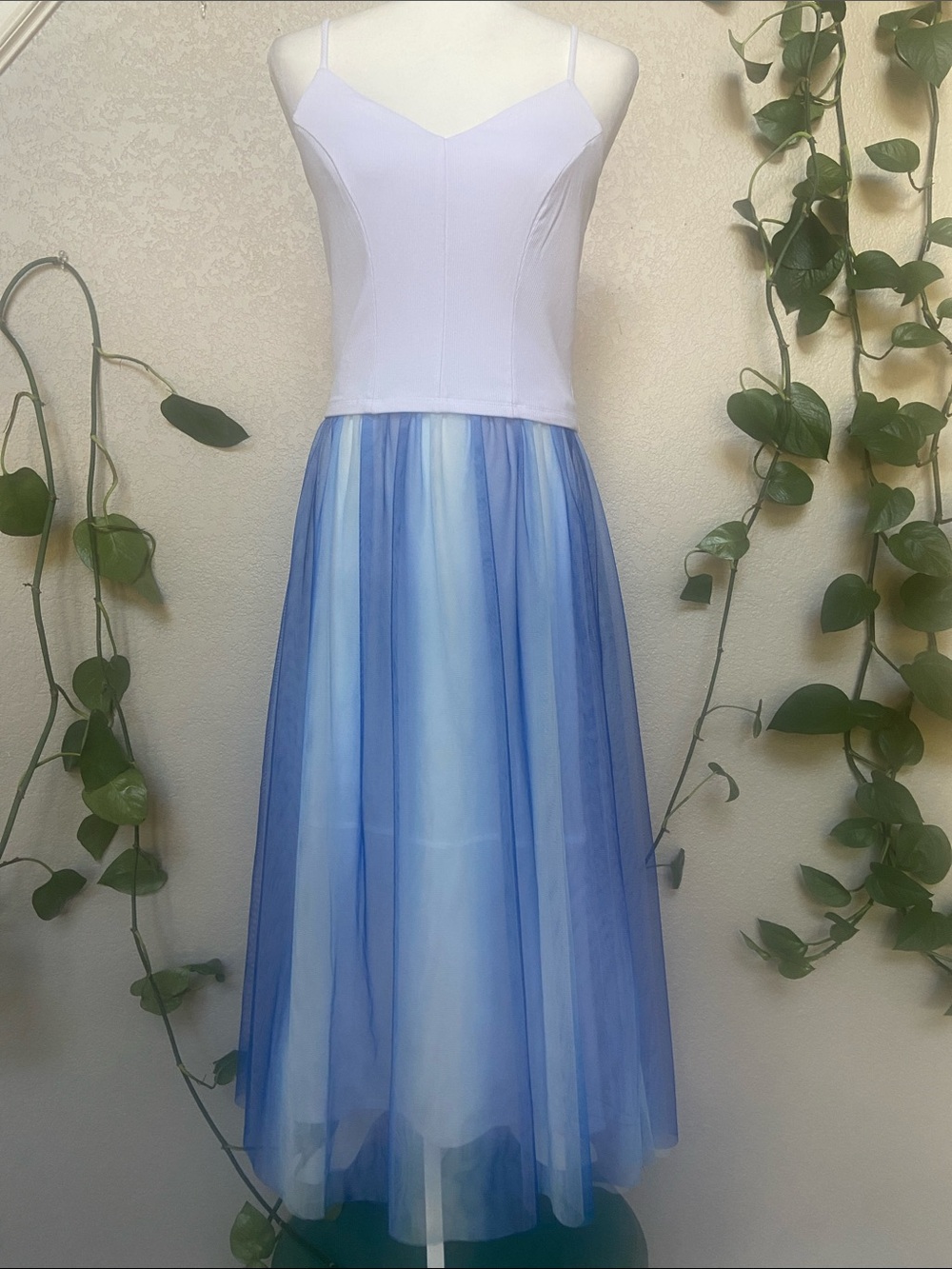 Sequin Hearts Girl Blue and White Waistband Skirt